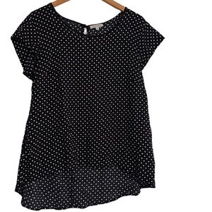 Anne Carson Women’s Black  100% Rayon Short-Sleeve Top with Star Print, Size XL